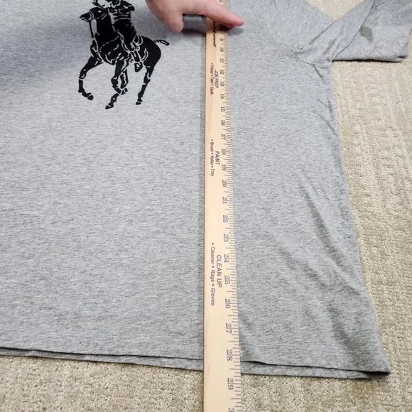 Polo Ralph Lauren Hoodie Men XXL Big Pony Gray Lightweight Hooded Shirt Cotton - Picture 5 of 9